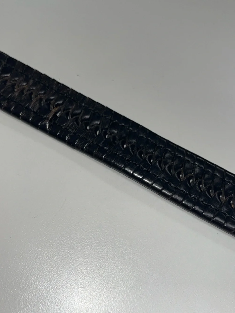 Tommy Bahama Black Braided Leather Belt with Gold Tone Buckle 36”